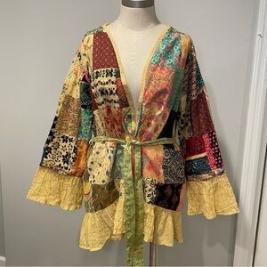 Gypsy Rose boho patchwork kimono jacket multicolor.